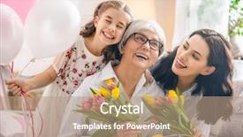  Presentation with grandma - Amazing PPT theme having is congratulating mom and granny backdrop and a coral colored foreground