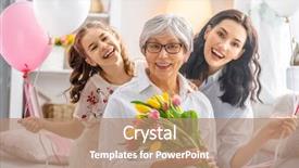  Presentation with grandma - Slide deck enhanced with is congratulating mom and granny background and a coral colored foreground