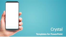  Presentation with hand holding earth - Colorful presentation theme enhanced with is cut out with path backdrop and a light blue colored foreground