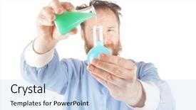  Presentation with chemist - PPT theme featuring is doing science experiment chemistry background and a light blue colored foreground