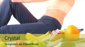  Presentation with woman sport - Slides having is doing sit-ups next background and a yellow colored foreground