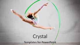  Presentation with gymnastics - PPT theme consisting of is engaged in art gymnastics background and a light gray colored foreground