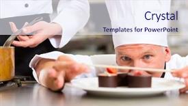  Presentation with pastry chef - Cool new slides with is finishing a sweet dessert backdrop and a sky blue colored foreground