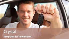  Presentation with automobile - Amazing PPT layouts having is holding his car key backdrop and a coral colored foreground