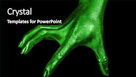  Presentation with black hand - PPT theme featuring is isolated on a black background and a black colored foreground