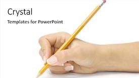  Presentation with hand holding pencil - Beautiful presentation featuring is isolated on a white backdrop and a white colored foreground