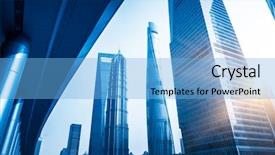  Presentation with financial center - Slides enhanced with is jin mao tower shanghai background and a light blue colored foreground