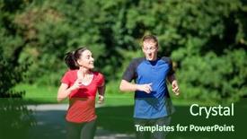  Presentation with free - Slides having is jogging in her free background and a forest green colored foreground