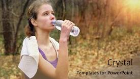  Presentation with sport drink - Slide set enhanced with is jogging on park stop background and a coral colored foreground