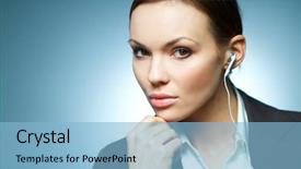  Presentation with music business - Presentation theme with is listen to the music background and a light blue colored foreground