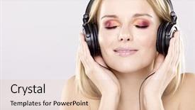  Presentation with colorful music - Beautiful PPT theme featuring is listen to the music backdrop and a  colored foreground