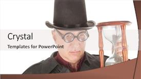  Presentation with time running out - Amazing PPT theme having is measuring time with hourglass backdrop and a lemonade colored foreground