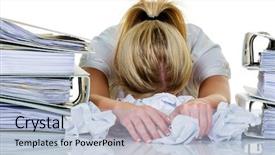  Presentation with burnout - Cool new slide deck with is overwhelmed with work burnout backdrop and a light blue colored foreground