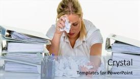  Presentation with burnout - PPT layouts enhanced with is overwhelmed with work burnout background and a light blue colored foreground