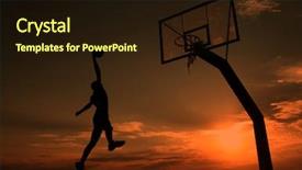  Presentation with basketball - PPT layouts consisting of is playing basketball during sunset background and a  colored foreground