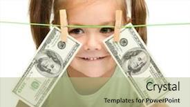  Presentation with hipster girl playing tetris game - Slide deck featuring is playing with paper money background and a mint green colored foreground