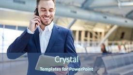  Presentation with mobile phone and germs - Presentation theme enhanced with is pleased about good news background and a ocean colored foreground