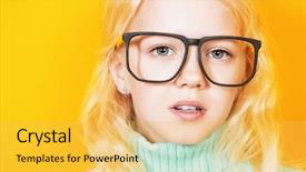  Presentation with kids fashion - Audience pleasing theme consisting of is posing over the yellow backdrop and a yellow colored foreground