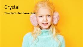  Presentation with kids fashion - Slide deck consisting of is posing over the yellow background and a  colored foreground