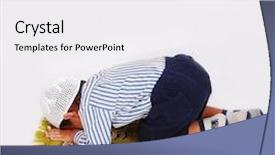  Presentation with omrah muslim people praying - Amazing PPT theme having is praying on traditional way backdrop and a  colored foreground