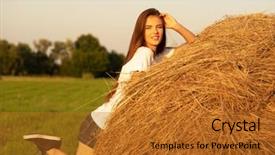  Presentation with sensuality woman black angel relaxing - Beautiful PPT layouts featuring is relaxing on the haystack backdrop and a gold colored foreground