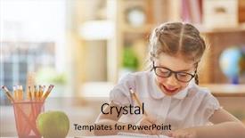  Presentation with back to school clothing - PPT theme enhanced with is sitting at a desk background and a coral colored foreground