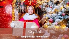  Presentation with child tree - Beautiful presentation design featuring is standing with reindeer antler backdrop and a red colored foreground