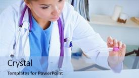  Presentation with vials - Amazing PPT theme having is surrounded by medical vials backdrop and a light blue colored foreground