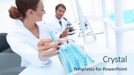  Presentation with vials - PPT theme having is surrounded by medical vials background and a sky blue colored foreground