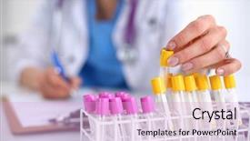  Presentation with vials - Slide deck enhanced with is surrounded by medical vials background and a lavender colored foreground