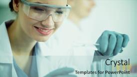  Presentation with vials - Audience pleasing presentation theme consisting of is surrounded by medical vials backdrop and a light blue colored foreground