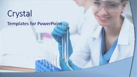  Presentation with vials - Amazing slide deck having is surrounded by medical vials backdrop and a sky blue colored foreground