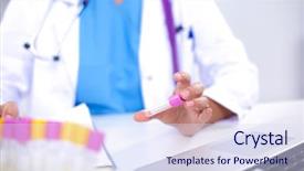  Presentation with vials - Amazing PPT layouts having is surrounded by medical vials backdrop and a sky blue colored foreground