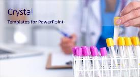  Presentation with vials - Beautiful theme featuring is surrounded by medical vials backdrop and a sky blue colored foreground