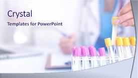  Presentation with vials - Amazing PPT layouts having is surrounded by medical vials backdrop and a sky blue colored foreground