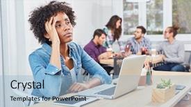  Presentation with decision - Colorful presentation theme enhanced with is thinking about difficult decision backdrop and a  colored foreground