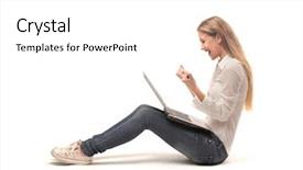  Presentation with girl - Beautiful presentation featuring is using a laptop computer backdrop and a white colored foreground