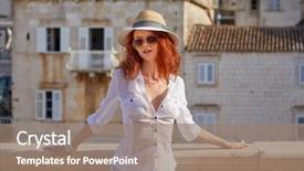  Presentation with tourist - Beautiful slide deck featuring is visiting a small croatian backdrop and a coral colored foreground