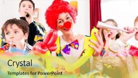  Presentation with kids birthday - Theme enhanced with is visiting entertaining the kids background and a yellow colored foreground