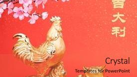  Presentation with mean - Theme consisting of gold rooster with decoration chinese background and a red colored foreground