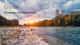  Presentation with river - PPT theme consisting of isar-river-park-and-st background and a light blue colored foreground