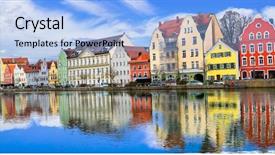  Presentation with beautiful houses - Colorful slides enhanced with isar river traditional colorful house backdrop and a light blue colored foreground
