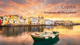  Presentation with island sunset - Slides having ischia-island-naples-italy background and a coral colored foreground