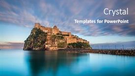  Presentation with dusk - PPT theme having ischia-italy-with-aragonese-castle background and a seafoam green colored foreground
