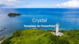  Presentation with island - Presentation theme having ishigaki-island-cape-hirakubozaki background and a teal colored foreground