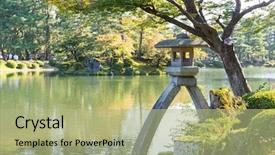  Presentation with lantern - Slides consisting of ishikawa - japanese garden and stone lantern background and a mint green colored foreground