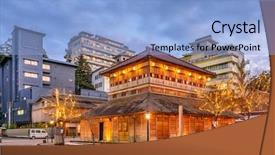  Presentation with hot springs - Slide deck consisting of ishikawa - kaga onsen japan background and a light blue colored foreground
