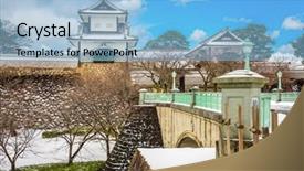  Presentation with japan castle - PPT theme enhanced with ishikawa - kanazawa japan at kanazawa castle background and a light blue colored foreground