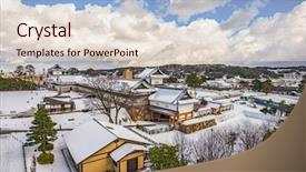  Presentation with japan castle - PPT theme consisting of ishikawa - kanazawa japan at kanazawa castle background and a lemonade colored foreground