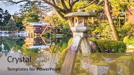  Presentation with japan - Amazing PPT layouts having ishikawa - kanazawa japan at kenrokuen garden backdrop and a gold colored foreground